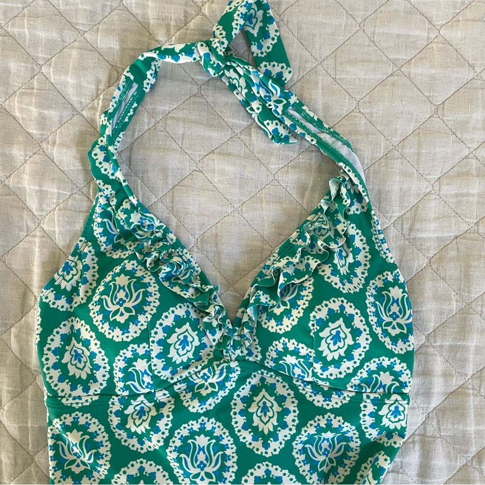 Boden Teal and White Floral One Piece Swimsuit - Picture 4 of 7
